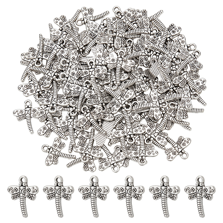 100Pcs Tibetan Style Dragonfly Alloy Pendants TIBEP-LP0001-06-1