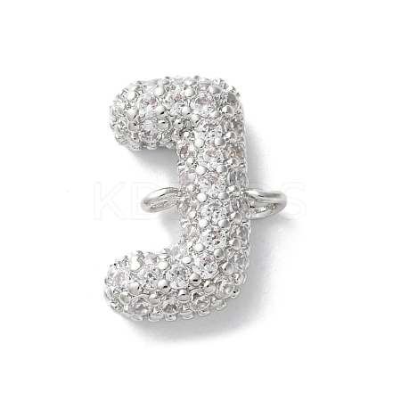 Brass Micro Pave Cubic Zirconia Letter Links KK-I717-04J-P-1
