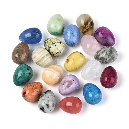 Natural & Synthetic Gemstone Egg Display Decorations G-N353-09-1