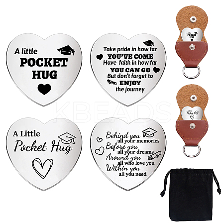 1 Set Friendship Theme Heart Double-Sided Engraved Stainless Steel Commemorative Decision Maker Coin AJEW-GL0001-60-004-1