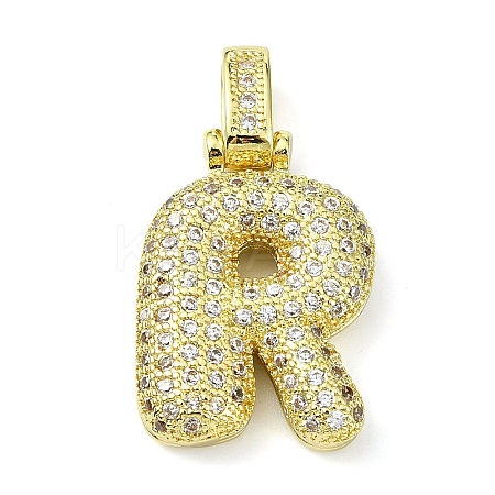 Brass Micro Pave Clear Cubic Zirconia Pendants KK-M279-01G-R-1