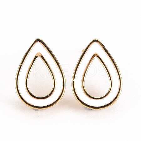 Brass Enamel Stud Earring Findings KK-S356-244B-NF-1