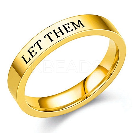Word Let Them 201 Stainless Steel Finger Rings FS-WGDEB2A-13-1