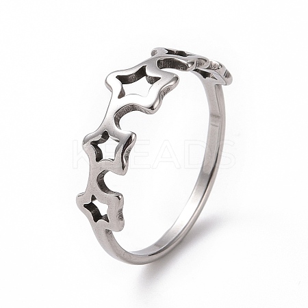 Non-Tarnish 201 Stainless Steel Star Wrap Finger Ring for Women RJEW-J051-24P-1