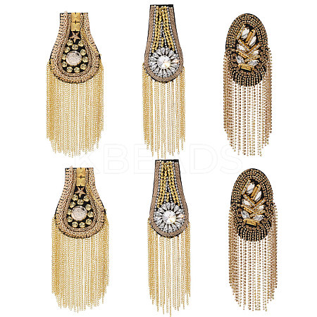 6Pcs 3 Styles Fashionable Tassel Epaulettes AJEW-GL0002-25-1