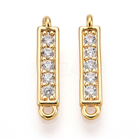 Brass Micro Pave Clear Cubic Zirconia Connector Charms X1-KK-N261-79G-1