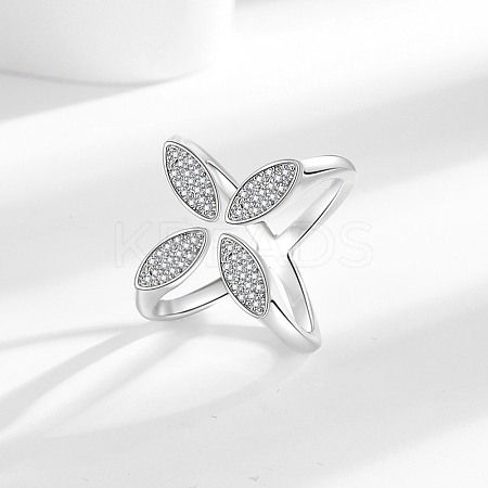 Brass Micro Pave Cubic Zirconia Cuff Rings RJEW-P169-02P-1