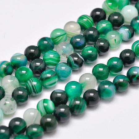 Natural Striped Agate/Banded Agate Bead Strands G-G962-8mm-05-1