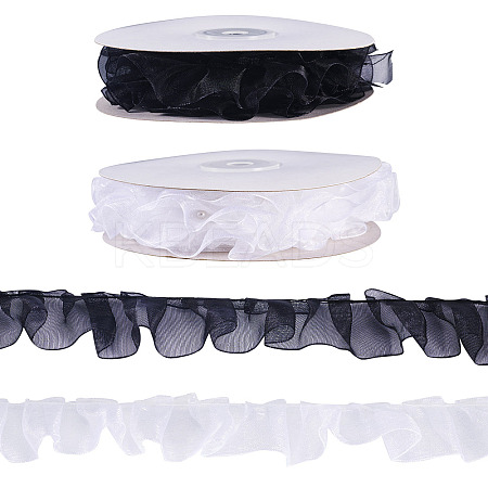 2Rolls 2 Colors Floral Polyester Lace Ribbon OCOR-TA0002-66-1