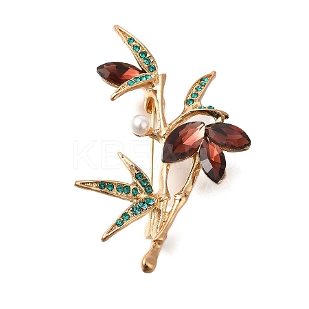 Plant Alloy Indicolite & Tangerine Rhinestone Brooch LS-JEWB-Q002-05G-1