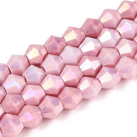 Anti-Tarnish Electroplate Bicone Glass Beads Strands EGLA-T021-6mm-16-02-1