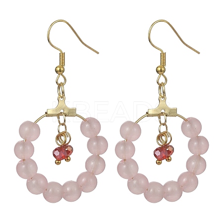 Imitation Jade Glass Beaded Ring Dangle Earrings EJEW-JE05568-04-1