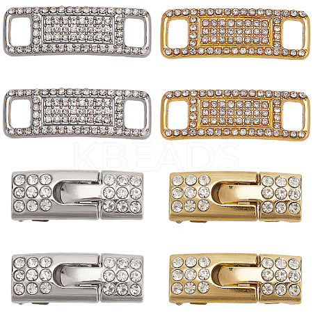 4 Styles Brass & Zinc Alloy Rhinestone Shoe Buckle Clips FIND-HY0003-92-1