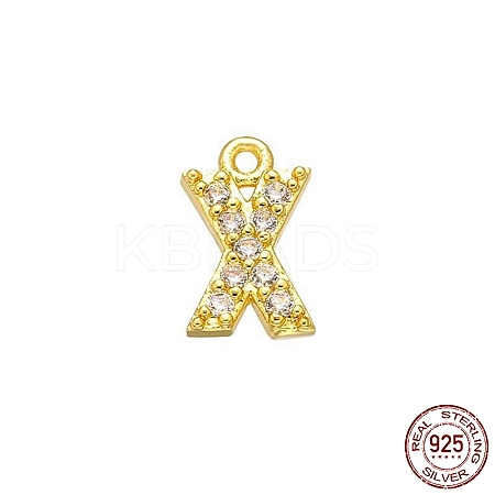 Real 18K Gold Plated 925 Sterling Silver Micro Pave Clear Cubic Zirconia Charms STER-P054-10G-X-1