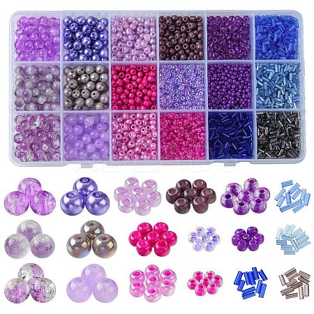 DIY Glass Round Beads & Seed Beads Jewelry Making Finding Kits DIY-FS0005-95-1