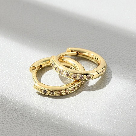 Brass Micro Pave Clear Cubic Zirconia Hoop Earrings EJEW-D311-145G-1