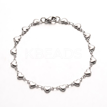 304 Stainless Steel Heart Link Bracelets X-BJEW-M121-03P-1