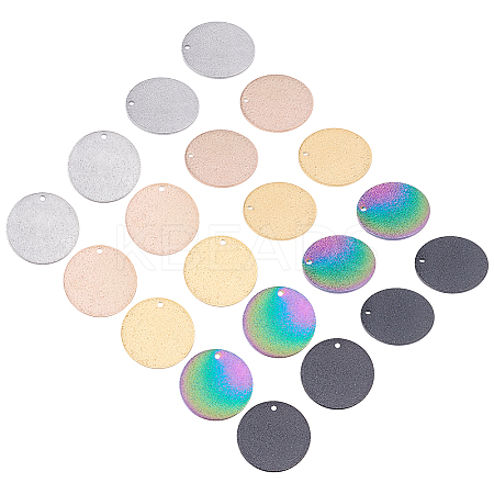 30 Pcs 5 Colors PVD Vacuum Plating 304 Stainless Steel Textured Pendants STAS-UN0022-31-1