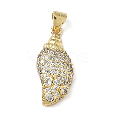 Brass Micro Pave Clear Cubic Zirconia Pendants KK-L257-02G-02-1