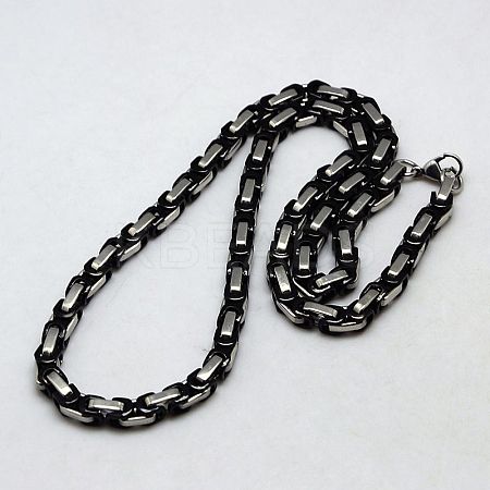 Men's Boys Byzantine Chain Necklaces Fashionable 201 Stainless Steel Necklaces NJEW-I008-48C-1