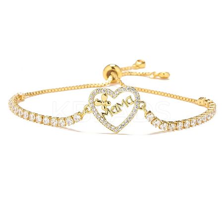 Mother's Day Brass Micro Pave Clear Cubic Zirconia Slider Bracelets FS-WGA4315-03-1