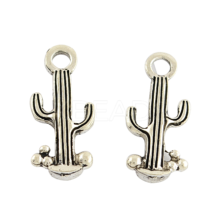 Tibetan Style Alloy Cactus Pendants TIBEP-3932-AS-FF-1