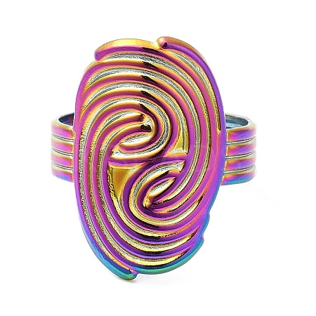 Ion Plating(IP) 304 Stainless Steel Vortex Open Cuff Ring for Women RJEW-M149-17RC-1