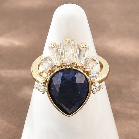 Brass with Natural Lapis Lazuli Finger Rings GG-CBACC2B-07G-05-1