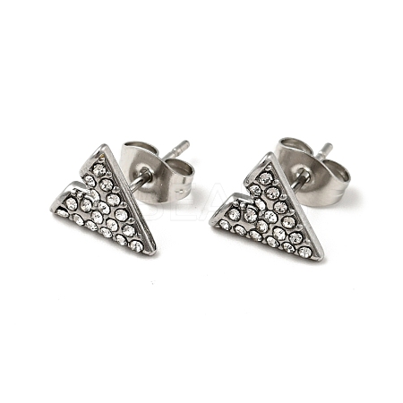 Crystal Rhinestone Triangle Stud Earrings with 316 Surgical Stainless Steel Pins EJEW-A081-08P-1