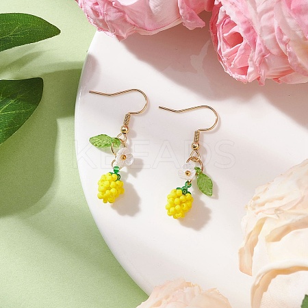 Handmade Glass Seed Beads Apple Dangle Earrings EJEW-MZ00575-03-1