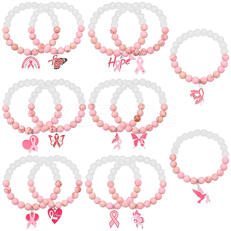 14Pcs Glass Beads Stretch Bracelets for Women BJEW-PH01886-1