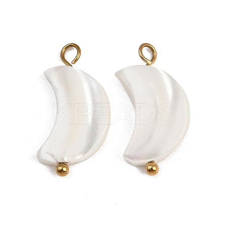 Natural Shell Moon Pendants STAS-D378-37G-1
