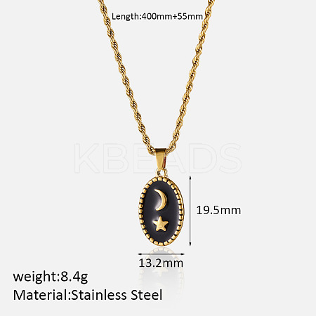 304 Stainless Steel Black Enamel Pendant Necklaces for Women FS-WG3C5F5-09-1