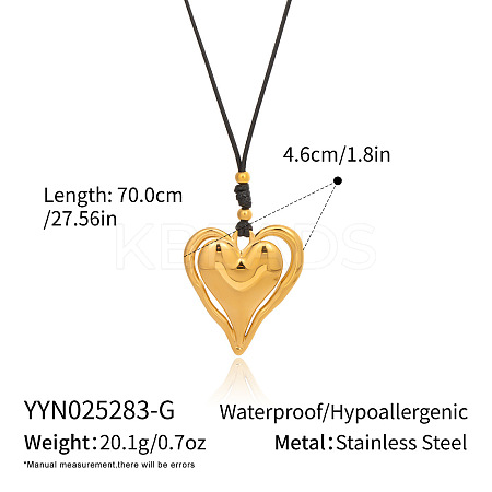 Sweet Design 304 Stainless Steel Heart Pendant Necklaces DY4160-12-1
