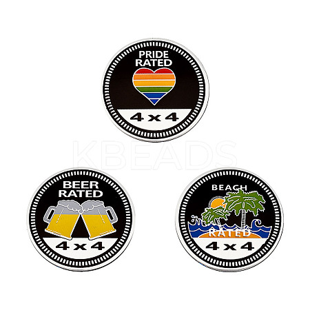3Pcs 3 Styles Round Aluminum Car Decorative Stickers DIY-UN0005-42-1