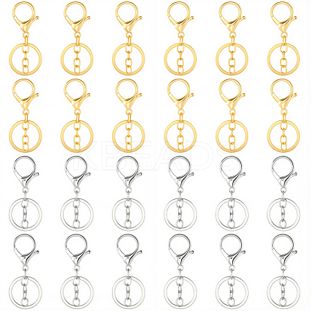 24Pcs 2 Caolors Alloy Keychain Clasps KEYC-SC0001-81-1