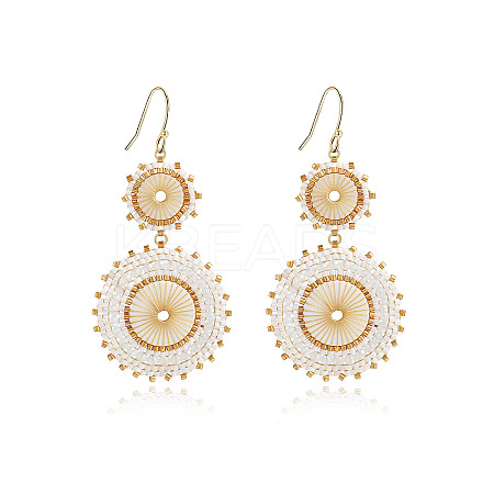 Glass Seed Braided Dangle Earrings for Women FIND-PW0024-17D-1