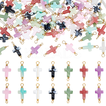 70Pcs 7 Colors Two Tone Cross Acrylic Connector Charms PALLOY-PH01847-1