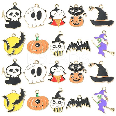 40Pcs 10 Styles Halloween Alloy Enamel Pandants ENAM-CJ0004-14-1