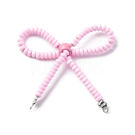 Alloy & Glass Seed Beads Bowknot Chandelier Component Links PALLOY-D359-03B-1
