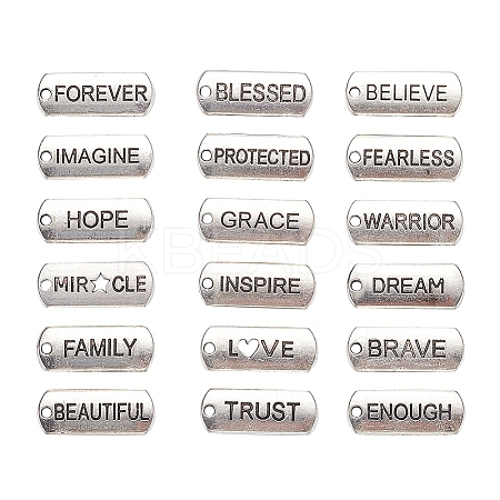 18Pcs 18 Style Tibetan Style Alloy Rectangle Pendants TIBEP-YW0001-34AS-1
