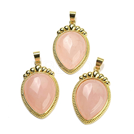 Natural Rose Quartz Pendants G-F760-02A-03G-1