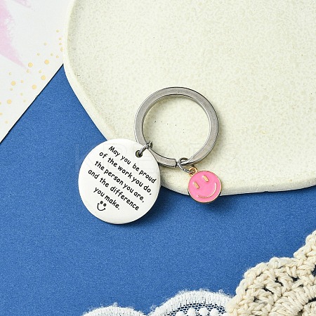 201 Stainless Steel & Alloy Enamel Keychain KEYC-YW00104-13-1