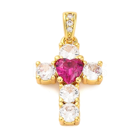 Brass Micro Pave Cubic Zirconia Pendants KK-P288-03G-1