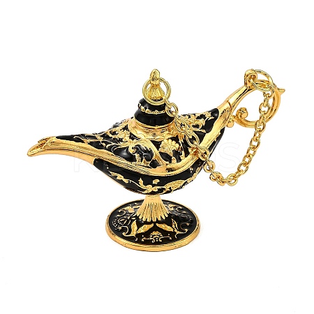 Alloy Enamel Tea Pot Home Display Decoration DJEW-Z010-01G-02-1