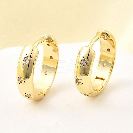 Brass Micro Pave Clear Cubic Zirconia Hoop Earrings EJEW-Z121-01G-1