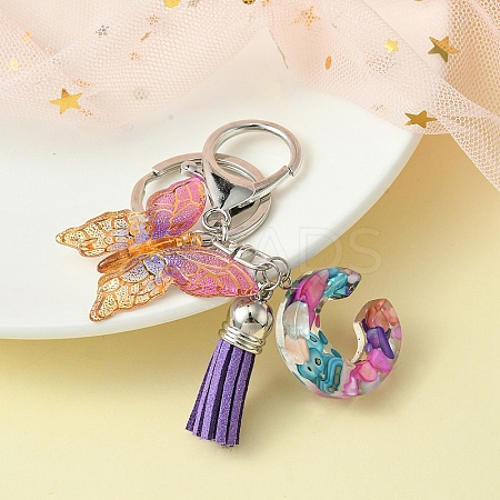 Resin Letter & Acrylic Butterfly Charms Keychain KEYC-YW00001-03-1
