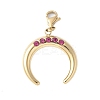 304 Stainless Steel Rhinestone Double Horn/Crescent Moon Pendant Decoration STAS-S165-42G-1