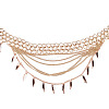 Alloy Curb Chain Leaf Charm Tassel Multi-Layered Waist Belly Chains FS-WGB4872-01-2