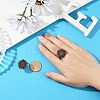 Vintage Adjustable Iron Flower Finger Ring Components Alloy Cabochon Bezel Settings PALLOY-O036-01AB-NF-2